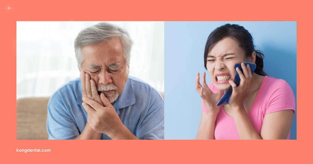 Elderly Man and Young Woman with Toothache - Kong Dental Surgery